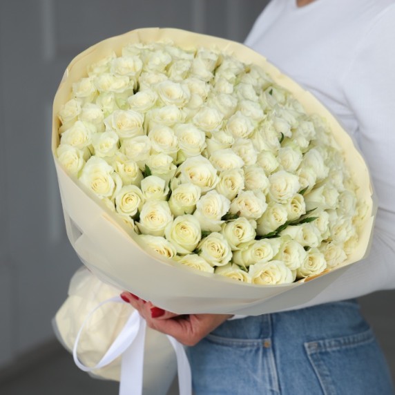 101 белая роза Кения — фото товара