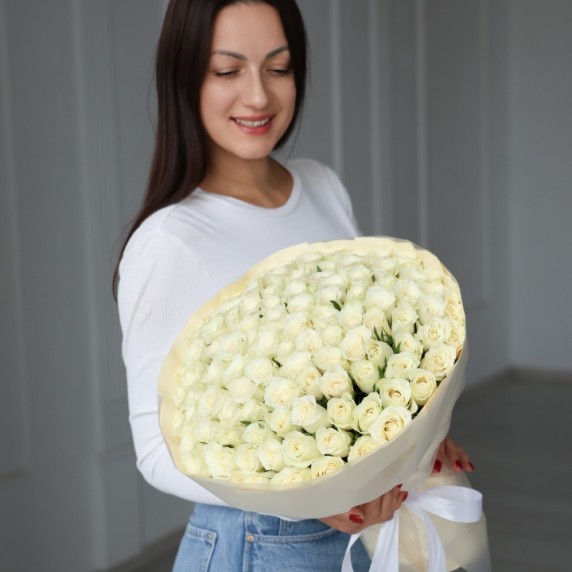 101 белая роза Кения — фото товара