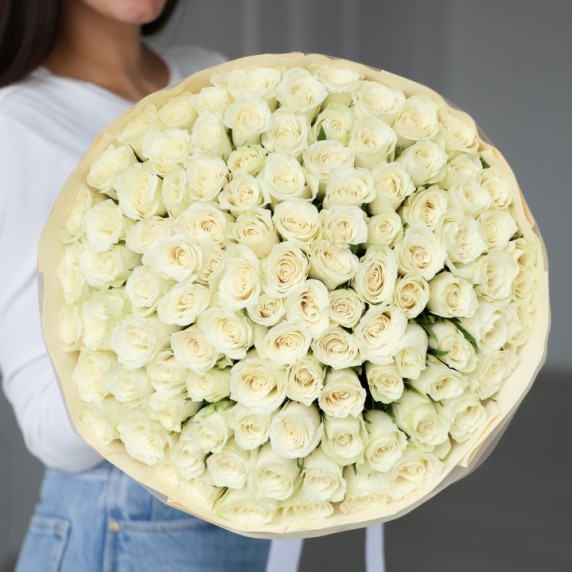 101 белая роза Кения — фото товара