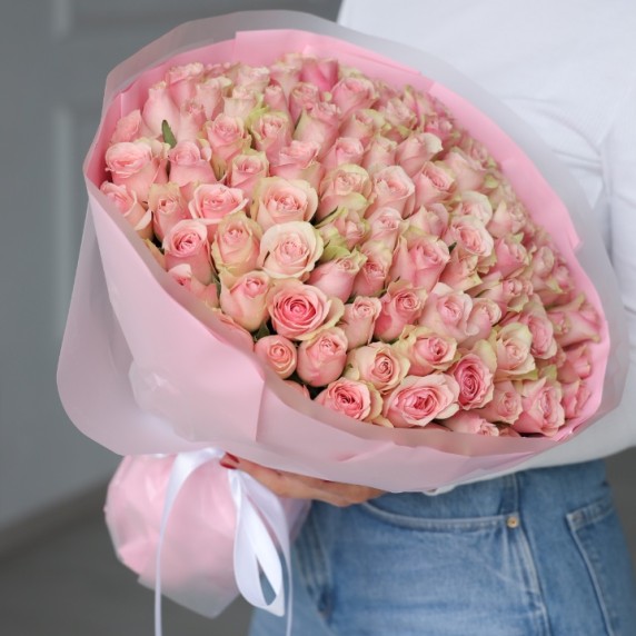 101 розовая роза Кения — фото товара