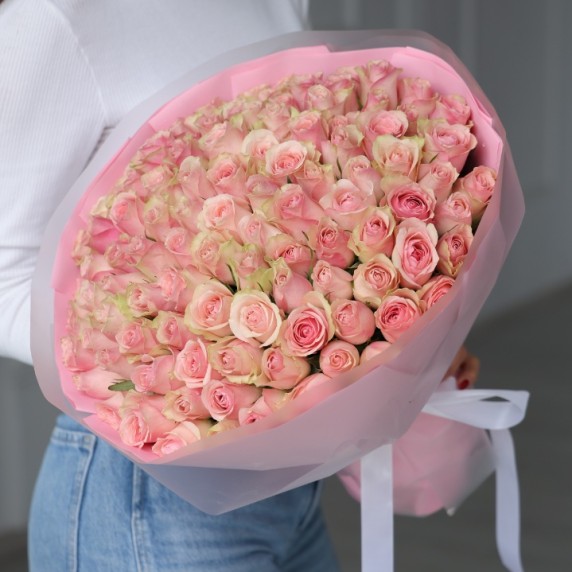 101 розовая роза Кения — фото товара