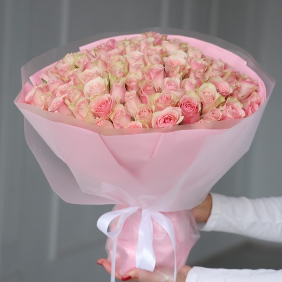 101 розовая роза Кения — фото товара