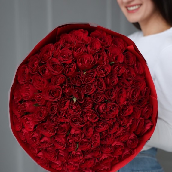 101 красная роза Кения — фото товара