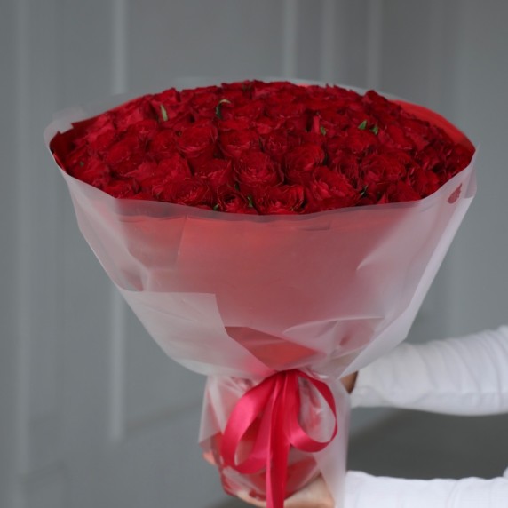 101 красная роза Кения — фото товара
