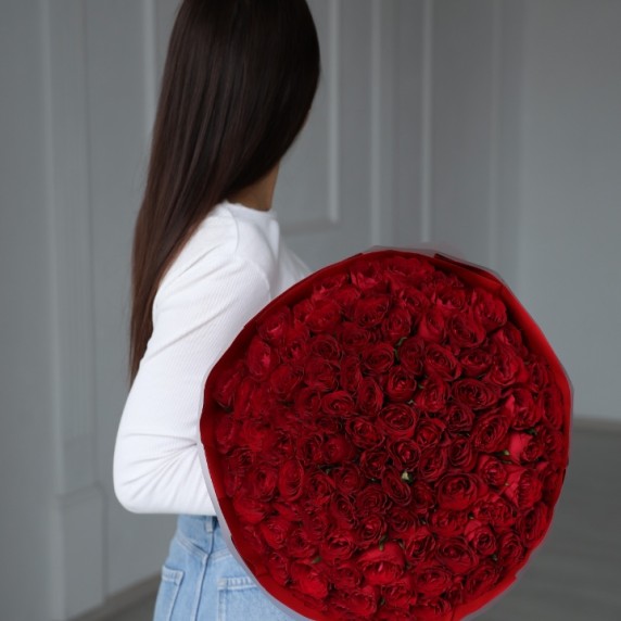 101 красная роза Кения — фото товара