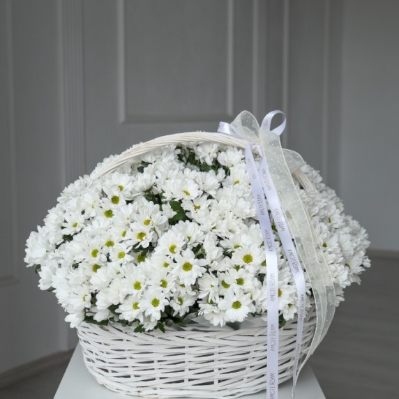 Корзина ХL с хризантемами — фото товара