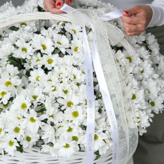 Корзина ХL с хризантемами — фото товара