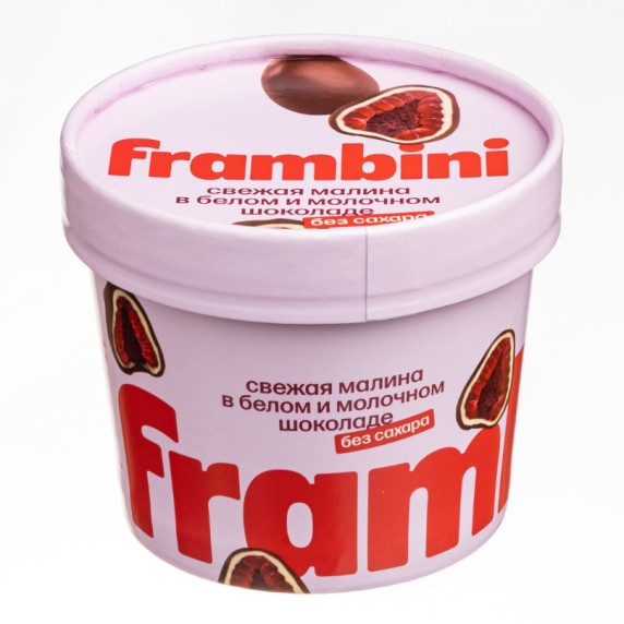 FRAMBINI малина в белом и молочном шоколаде БЕЗ САХАРА — фото товара